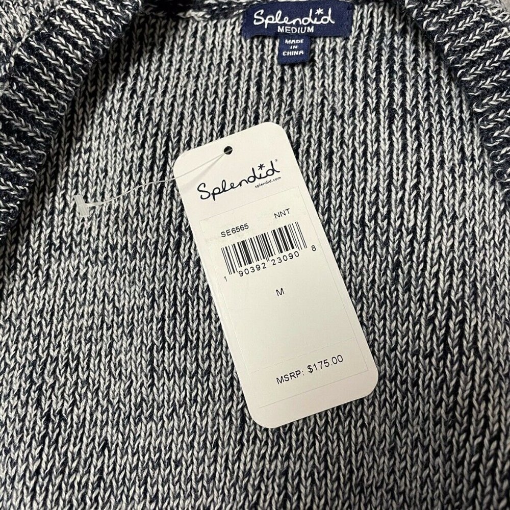 NWT New $175 Splendid Surrey Marl Cold Shoulder Pullover Size M Blue - Picture 12 of 12
